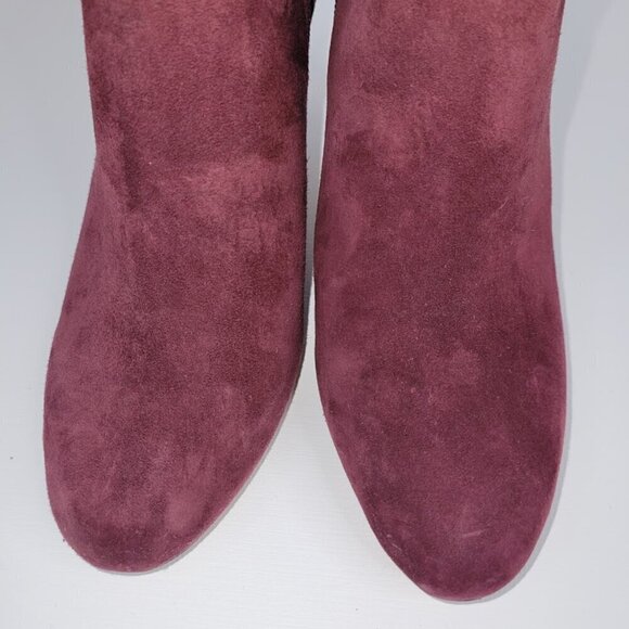Vince Camuto Burgundy Red Suede Leather Heeled Booties Women's Size 7M - Picture 3 of 12